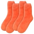 thumbnail image 2 of BambooMN Women's Fuzzy Soft Pastel Colorful Fluffy Socks - Bright Orange - Extra Large - 4 Pairs, 2 of 9