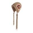 thumbnail image 4 of yotijay Women Knitted Hat Cute with Tassels Soft Outdoor Floral Cap Khaki, 4 of 9