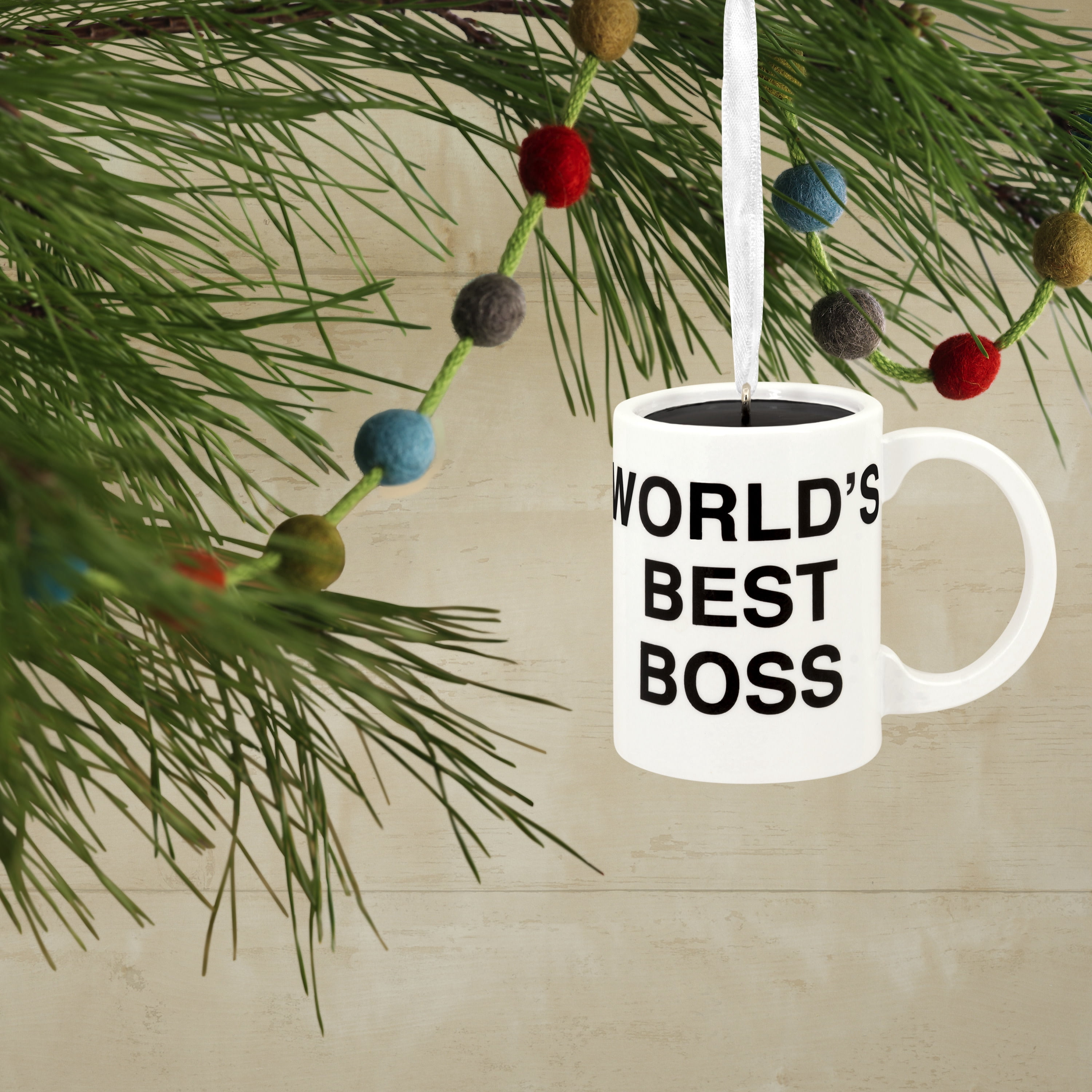 Hallmark Christmas Ornament (The Office World's Best Boss Mug), 1 Count