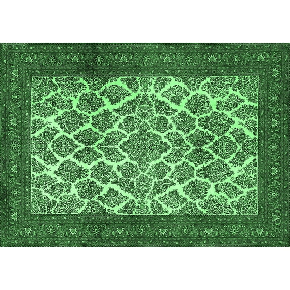Ahgly Company Indoor Rectangle Persian Emerald Green Traditional Area Rugs, 8' x 12'