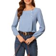 thumbnail image 5 of NOMADIC NOOK Women's 2 Packs Pleated Front Casual Long Sleeve Square Neck Blouse, 5 of 6
