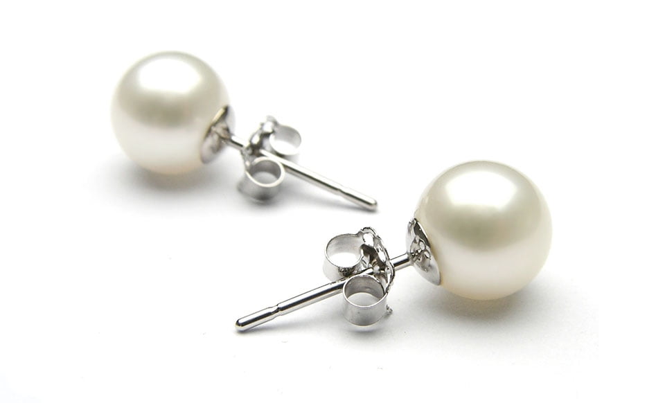 Yeidid International - 18kt White Gold Plated 8mm Pearl studs