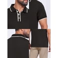 thumbnail image 7 of DARING DIVA Men's Contrast Trim Short Sleeve Button Closure Polo Shirts M Black, 7 of 7