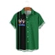 thumbnail image 3 of Ceisia Men's Summer St. Patrick's Day Casual Loose Fit Short Sleeve Turndown Collar Shirt Green Black Stripe Bowling Explosion Letter Print 4-Way Stretch Fabric Blue XL Gifts, 3 of 6