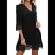 thumbnail image 1 of Vestido Camisero Informal de Verano para Mujer, con Mangas 3/4, Holgado y Holgado Negro L, 1 of 10