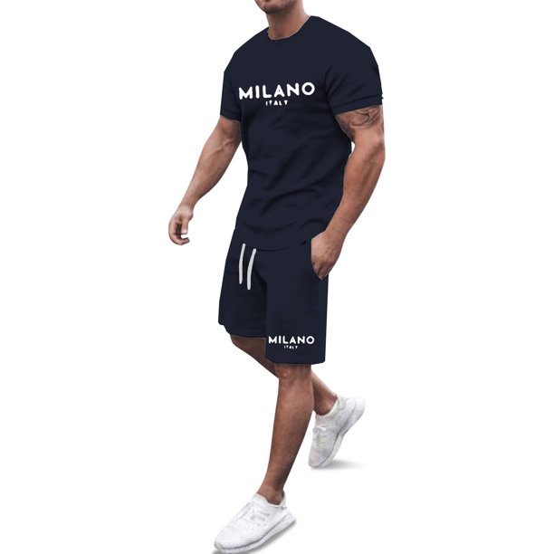 WILLBEST Conjunto de Dos Piezas de Camiseta y Pantalón Corto de Manga Corta para Hombre, con Camisa y Pantalón Corto 1746
