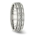 thumbnail image 4 of Stainless Steel w/Sterling Silver Braid Inlay Brushed/Polished 6mm Band, 4 of 6