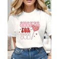 thumbnail image 1 of Pure Cotton Crew Neck Valentine's Day Love Letter Patterned T-Shirt Women's Graphic T-Shirt Casual CCamisetas para mujer, lindas camisetas con estampado gráfico, de manga corta, estilo casual, para ve, 1 of 7