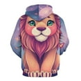 thumbnail image 3 of Cute Cosmic Lion Cub Men's Women Vintage 3D Hooded Sweatshirt - All-Season Loose Fit Streetwear, 3 of 6