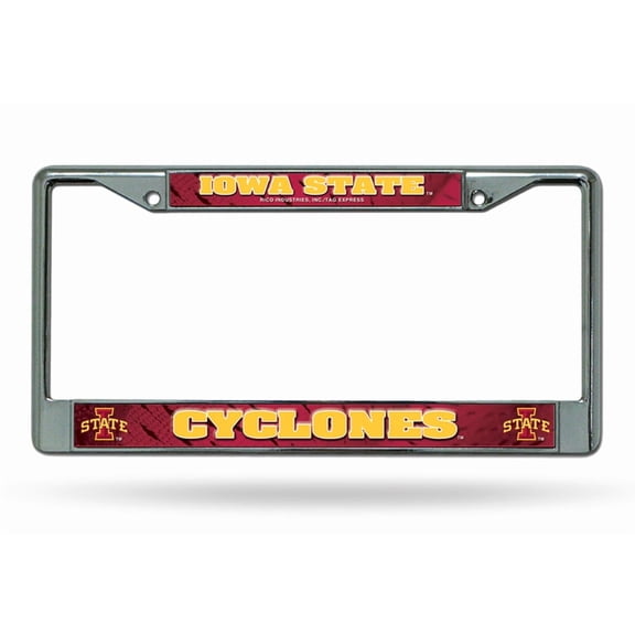 Iowa State NCAA Cyclones - 12" x 6" Standard Size - Chrome Metal License Plate Frame
