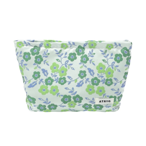 Bolsas de maquillaje con patrón de flores, 1 pieza, con cordón, para vacaciones y viajes de negocios, de poliéster, verde