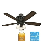 Hunter 54 inch Indoor Ceiling Fan with LED Lights and Remote Control - Standard Mount Bronze Ceiling Fan, 5 Blades, For Bedroom, Living Room, or Kitchen, Quiet - Promenade 59546, Brittany Bronze