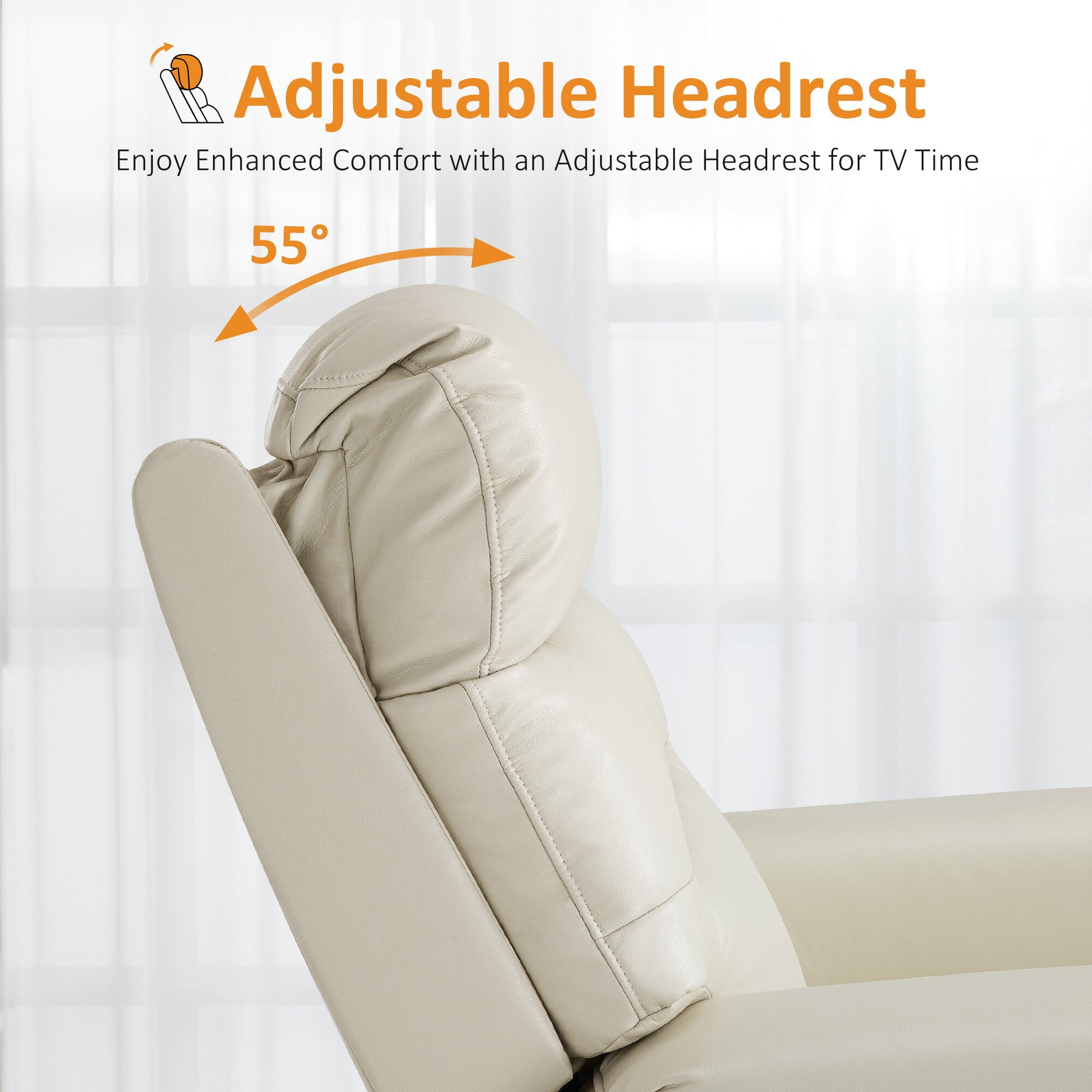 MCombo 27‘’ Extra Wide Oversized Power Recliner Chair for Big Tall Adults, Faux Leather, Cream White