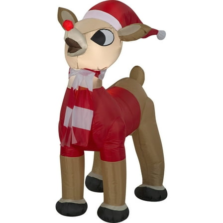 3.5 ft. H Christmas Airblown Inflatables Rudolph in Santa Suit, Hat, and Scarf