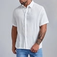 thumbnail image 2 of Manxivoo Mens Shirts Men's Baggy Cotton Blend Pocket Solid Short Sleeve Turn Down Collar T Shirts Mens Dress Shirts White XXXL, 2 of 4