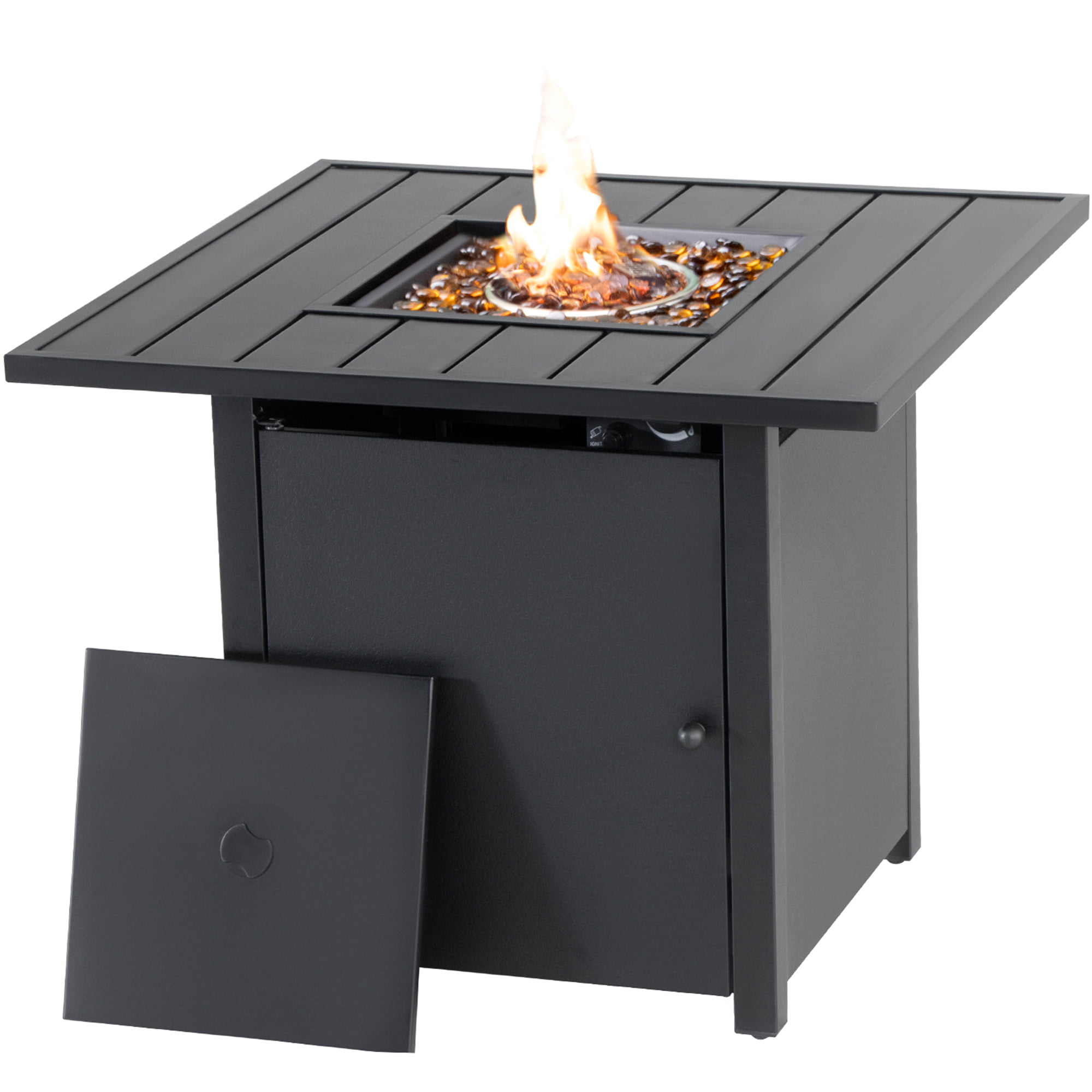 Camping,Courtyard,Deck Garden 31Inch Gas Propane Fire Pit,40000BTU Outdoor Auto-Ignition Rectangular Fire Table,CSA Certification Patio Table with Lid for Backyard Square-31inch
