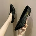 thumbnail image 5 of Juebong Scoop Shoes Mid-heel Single Shoes Women Fashion Retro Grandma Shoes Work High Heels Four Seasons Shoes,Black Size 5.5, 5 of 6
