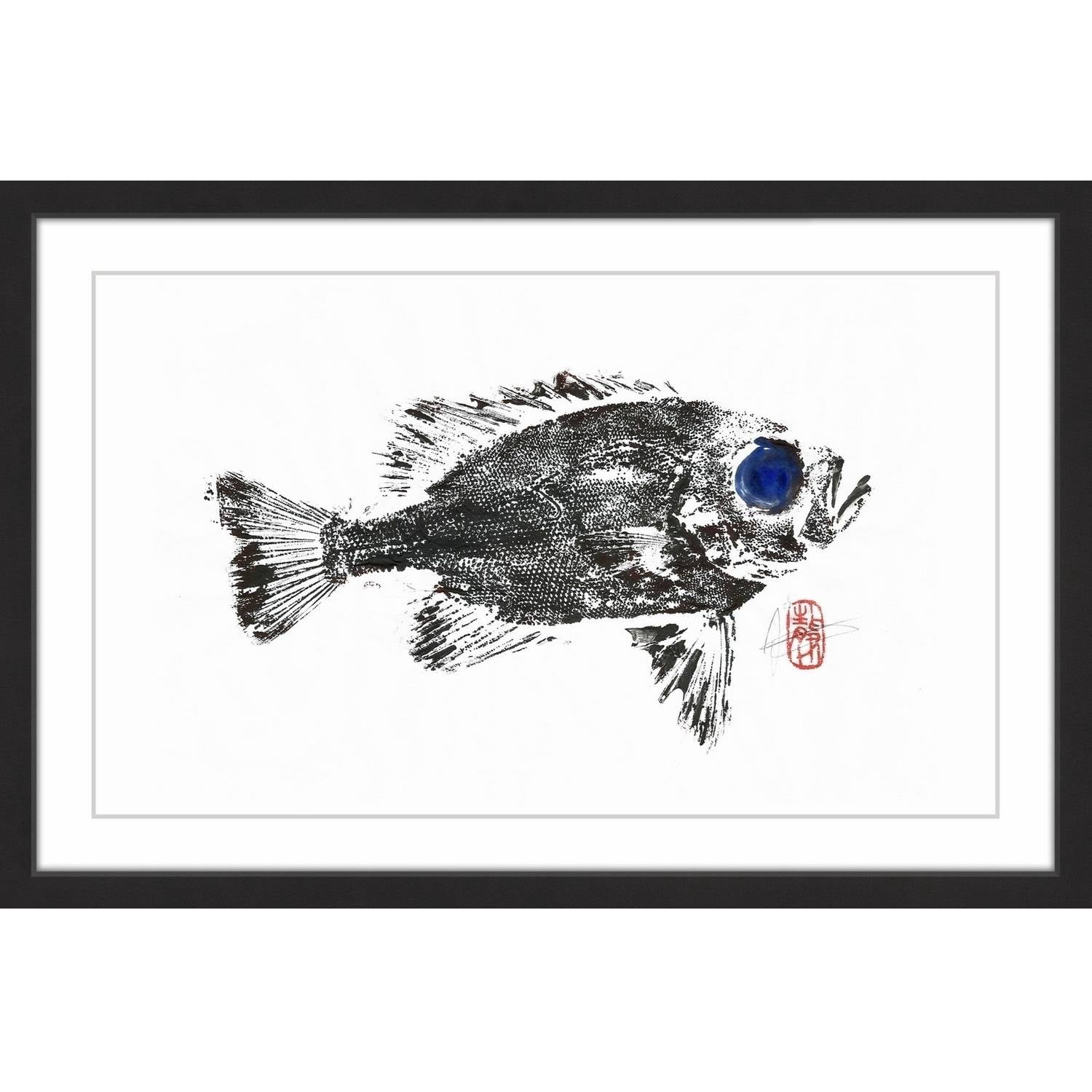 "Squirrel Fish in Black" Framed Painting Print
