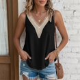 thumbnail image 2 of FUYUDY Women Shirts Summer Solid Color Loose Neck Lace Sleeveless Tops Casual Blouse Tee Shirt Versatile Female Dailywear, 2 of 5