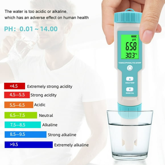 Salinity ,Meter Pools Water Ph Meter In 1 Pocket Water Quality Tester With C-600 Ph 1 Pocket Water Pools Water With 7 In 1 Leeofty Dabey