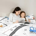 thumbnail image 4 of Homewish Colorful Cartoon Car 7-Piece Twin Bedding Sets,Modern City Road Bedding Comforter Set,White Gray Sheet Sets For Boys Kids,Super Cozy Room Decor Reversible, 4 of 8