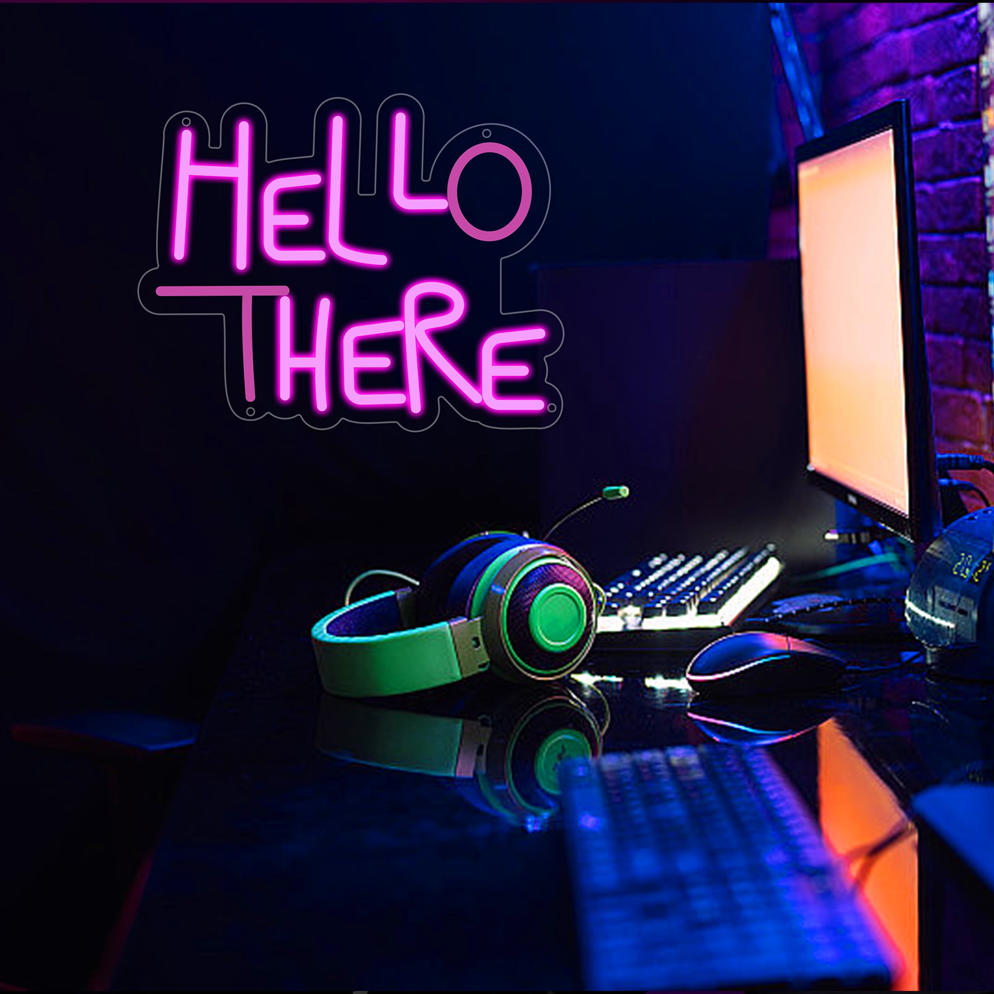 Hello There Neon Signs for Wall Decor, Hell Here Neon Lights Signs for Room Decor, Led Light Up Sign with USB Powered for Bar, Hotel, Cafe, VIP Room, Home Decoration