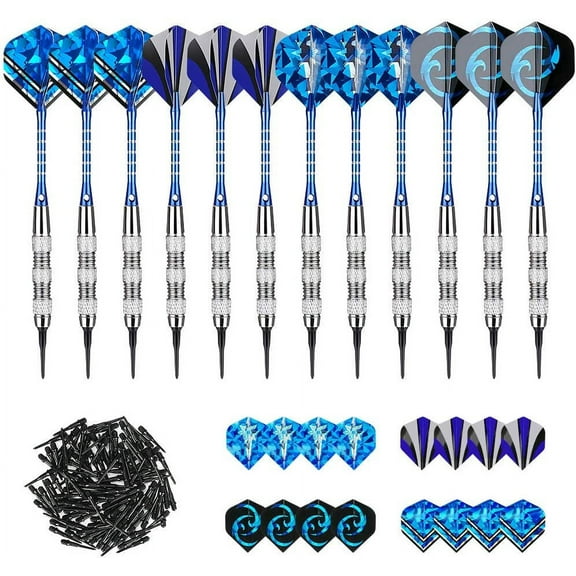Allnice 12Pcs Soft Tip Darts 18 Gram Professional Darts Set for Electronic Dart Board with 12 Aluminium Alloy Shaft 16 Dart Flights 120 Extra Dart Tips