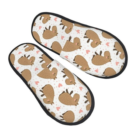 

House Slippers for Women Men - Heart Capybara Print Soft House Shoes Fuzzy Slippers Lightweight Slip-On Cozy House Slippers for Woman Indoor Outdoor