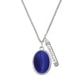 thumbnail image 1 of Delight Jewelry Silvertone Oval - Imitation Cat's Eye - Blue - Silvertone Courage Strength Wisdom Honesty Bar Charm Necklace, 23", 1 of 4