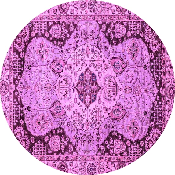 Ahgly Company Indoor Round Oriental Purple Traditional Area Rugs, 5' Round