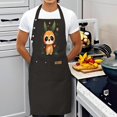 thumbnail image 4 of Cute Cartoon Sloth Design Black Bib Apron with 2 Pockets Adjustable Neck Strap & Side Ties Perfect for Cooking in the Kitchen - 2 Pack for Men & Women, 4 of 6