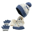 thumbnail image 5 of BRICH Kids Winter Hat Gloves Scarf Set Hat Beanie with Pom Winter Knit Neck Mittens for Boys Toddlers Navy One Size, 5 of 8
