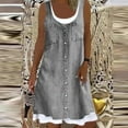 thumbnail image 2 of Birdeem Robe en Jean Décontractée à Imprimé Floral pour Femmes, Ample, Fausse, Deux Pièces, 2 of 6