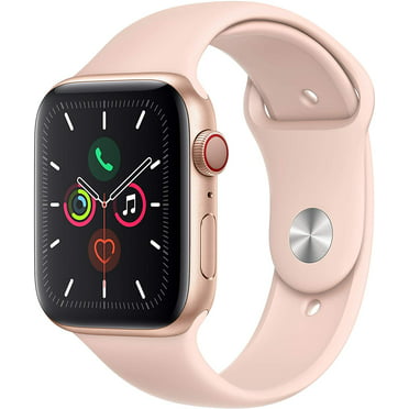 Restored Apple Watch Series 5 GPS LTE - 44MM Gold Aluminum Case with Pink Sand Sport Band (Refurbished)