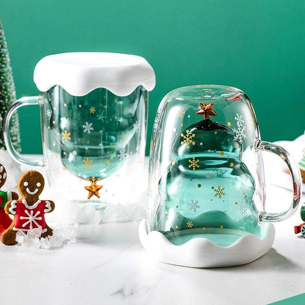 Christmas Tree Glass Household Double wall Heat Insulated Coffee Mug –  HeyHouseCart