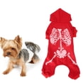 thumbnail image 4 of Ropa de poliéster para perros y gatos, chaleco suave para disfraz de Halloween con estampado de calavera luminosa, color rojo, 4 of 8
