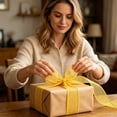 thumbnail image 4 of Yellow Burlap Wired Ribbon for Gift Wrapping Solid Ribbon with Wire Edge for Big Bow,Wreath,Xmas Tree Decoration,Flower Bouquet Bow Making Wedding Birthday Christmas Decor Jute Rustic Line Ribbons, 4 of 6