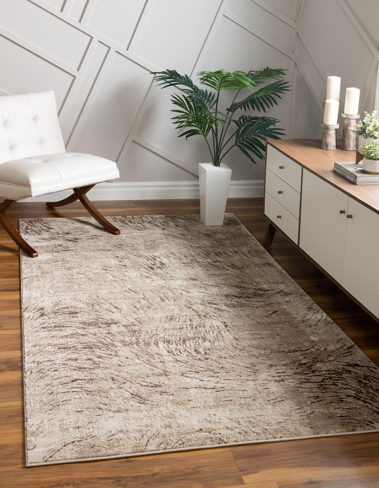Unique Loom Wave Oasis Rug Brown/Beige 4' x 6' Rectangle Abstract Coastal Perfect For Living