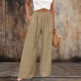 thumbnail image 2 of Womens Pants summer Wide Leg Cotton Linen pants Casual Loose Lightweight palazzo Pant vacation Travel Outfits, 2 of 5