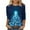 ZSD5-Christmas Gifts for Women-Sky Blue, variant on Women's Fall Shirts Christmas 3/4 Sleeve Tops Xmas Tree Graphic T Shirts Holiday Party Crew Neck T-Shirts Loose Fit Christmas Gifts Tunic Top
