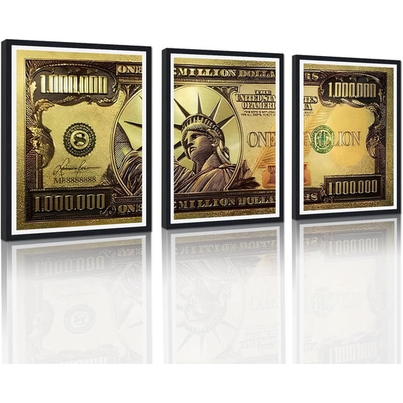Hieng Dollar Money Canvas Wall Art Decor Vintage 100 Dollar Bill Motivational Poster Painting for Home Decor and Office Living Room Artwork Unframed