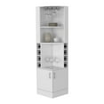 thumbnail image 6 of 93" Tall Bar Cabinet, Wooden Wine Cabinet with 8 Wine Cubbies, Glass Rack and Double Door, Corner Wine Cabinet Wine Rack for Kitchen, Dining Room Living Room, White Finish, 6 of 7