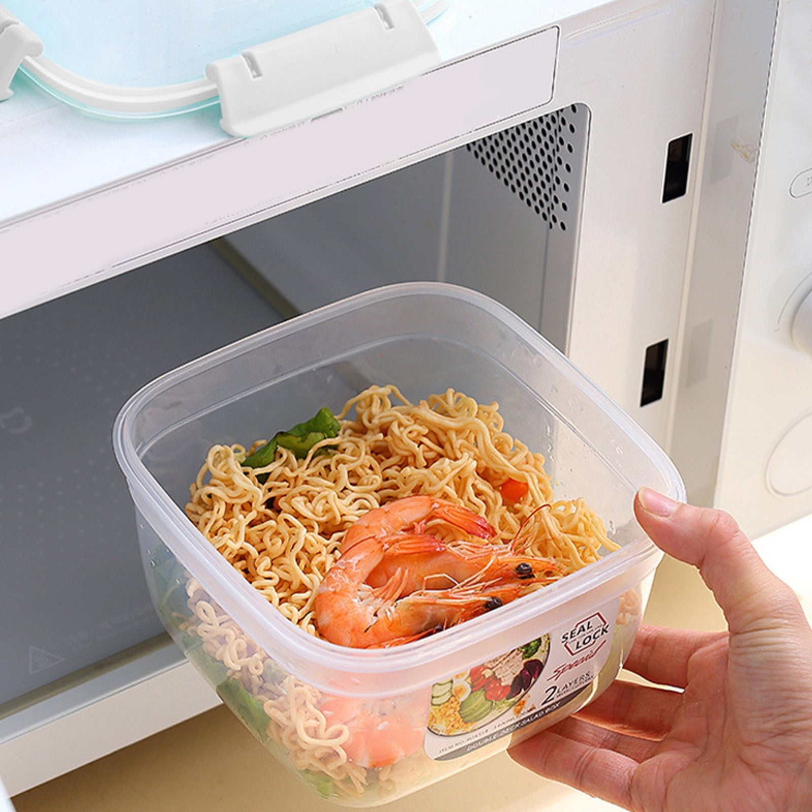 Salad Lunch Container for Adult, Lunch Box with Multiple Compartments, Salad Bowl, Bento Style Tray, for Work Outdoor Indoor Camping 6.2X6.2X5.6in
