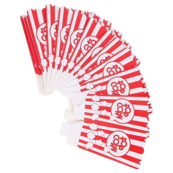 Minkissy 24Pcs Red Paper Popcorn Boxes with Unique Stripe Design Portable Popcorn Holders for Events