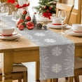 thumbnail image 5 of Burlap Table Runner 72 Inches Long,Winter Snowflake Pine Leaf Non-Slip Kitchen Table Runners for Dining Room Everyday Use Party Table Decorations White Botanical on Grey, 5 of 9