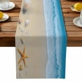 thumbnail image 2 of Burlap Table Runner 70 Inches Long, Summer Ocean Beach Starfish Non-Slip Kitchen Table Runners for Dining Room Everyday Use Party Table Decorations Gradient Blue Waves, 2 of 9