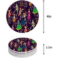 thumbnail image 1 of FMSHPON Halloween Flowers Skull Skeleton Set of 4 Round Coaster for Drinks, Absorbent Ceramic Stone Coasters Cup Mat with Cork Base for Home Kitchen Room Coffee Table Bar Decor, 1 of 5