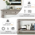 thumbnail image 4 of 50'' Console Table, Classic Retro Style Sofa Table with Three Top Drawers, 4 Conical Table Legs & Open Style Bottom Shelf, Entryway Table for Living Room Office Bar, Easy Assembly, Gray Wash, 4 of 7