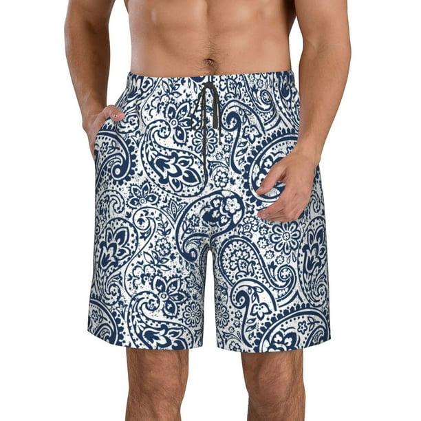 Fotbe Paisley4 Trajes de Baño Estampados para Hombre, Shorts de Verano de Secado Rápido, Ropa de Playa, Bañadores-Large