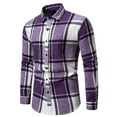 thumbnail image 2 of DDAPJ pyju Mens Plaid Shirts Long Sleeve Dress Shirt Work Casual Button Down Shirts with Pocket Purple XXL, 2 of 9